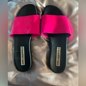 Karl Lagerfeld Women's Bright Pink Slide Sandals